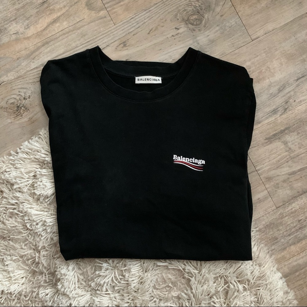 Men’s Black Balenciaga Long Tee